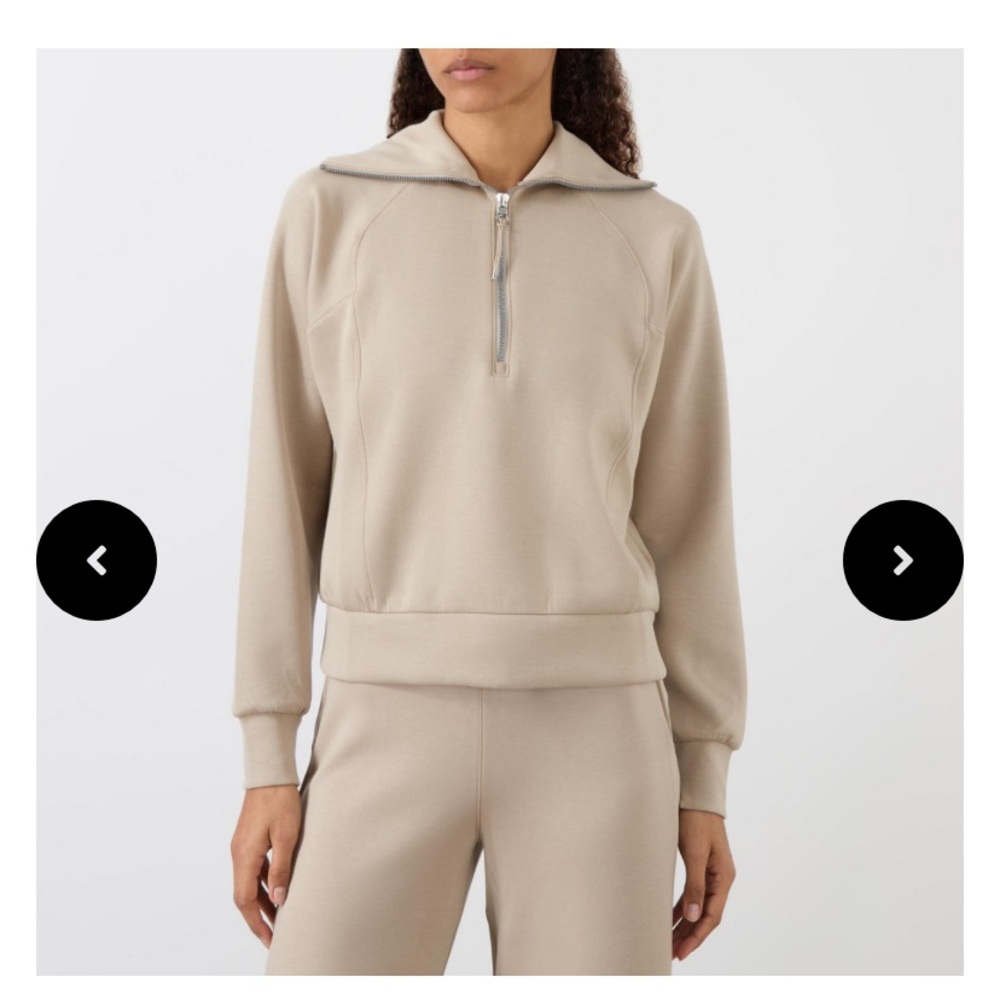 Half Zip Pullover Sweatshirt Beige /Tan Sz S